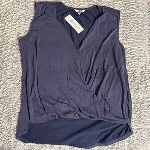 NWT Q&A Stitchfix Elegant Blue Sleeveless Wrap Top